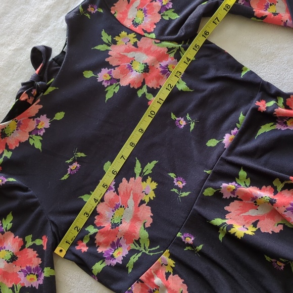 ASOS | Grey Orange Floral Peplum Top Jersey Knit Tie Back Lined - Picture 6 of 16